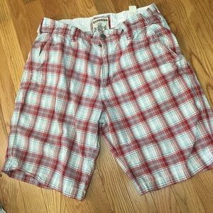 express plaid cargo shorts